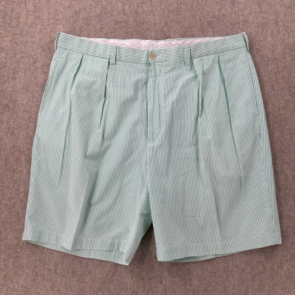 Polo Ralph Lauren Golf Shorts Mens 42 Green Striped Seersucker Chino Pony‎